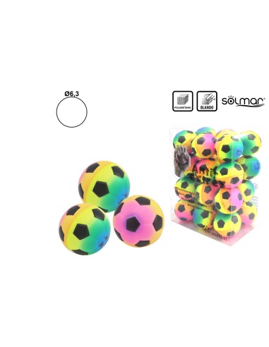 PELOTA ANTIESTRES FUTBOL NEON Ø63 Expositor 24