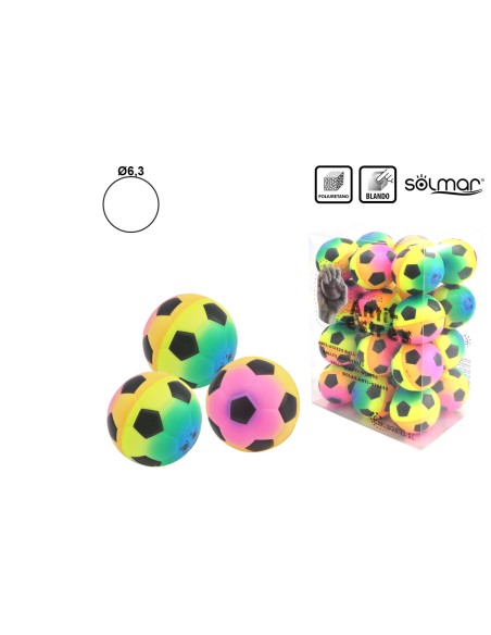 PELOTA ANTIESTRES FUTBOL NEON Ø63 Expositor 24