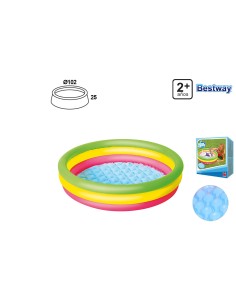 PISCINA BEBE 3 AROS FONDO ACOLCHADO Ø102X25CM. Caja