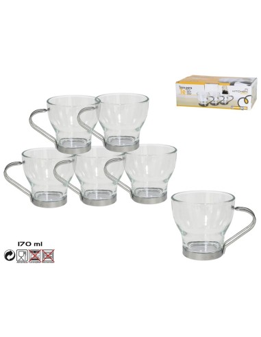 VASO 170ML 6UND TAZAS CRISTAL TE CRISTAL