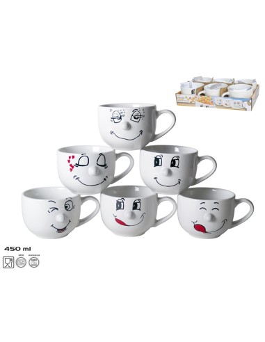TAZA 450ML JUMBO CARAS SURT. CERAMICA