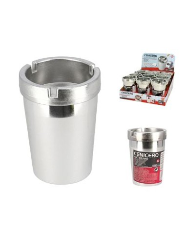 CENICERO 10X10X13CM PLATA ANTIHUMO