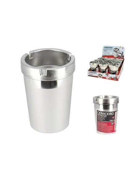 CENICERO 10X10X13CM PLATA ANTIHUMO