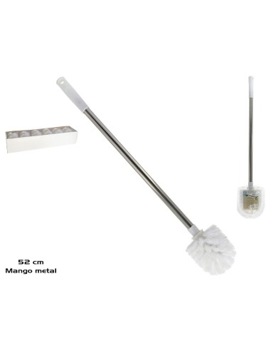 ESCOBILLA BAÑO ACERO MANGO BLANCO