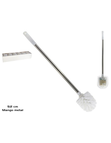 ESCOBILLA BAÑO ACERO MANGO BLANCO