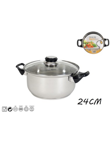CACEROLA  REUS 24 CM ACERO INOX.