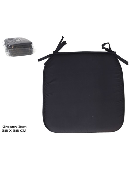 COJIN SILLA LUKA NEGRO 39X39X3 CM