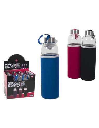 BOTELLA 0.6L CRISTAL C/FUNDA SURTIDA