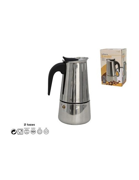CAFETERA 2 TAZAS BRANDON ACERO