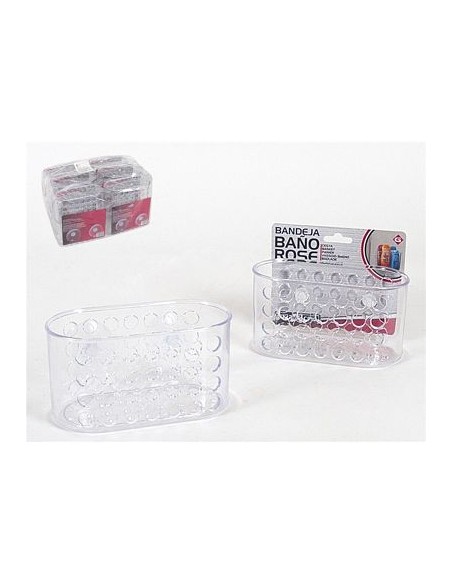 BANDEJA BAÑO C/VENTOSAS ROSE 16X8X8CM