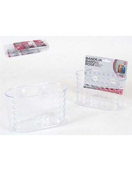 BANDEJA BAÑO C/VENTOSAS ROSE 19X9X12CM