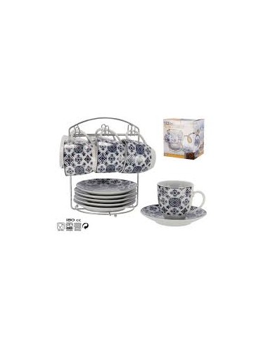 TAZA 180CC SET 6UND TE MOSAICO C/PLAT+SOPOR
