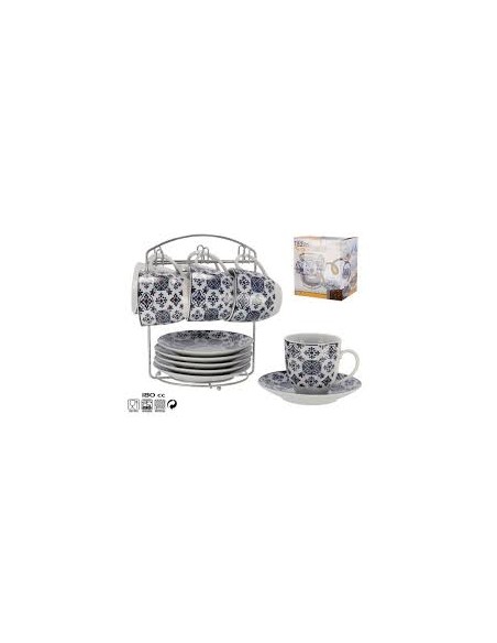 TAZA 180CC SET 6UND TE MOSAICO C/PLAT+SOPOR