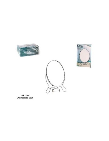 ESPEJO DOBLE CARA OVAL 3X 15CM