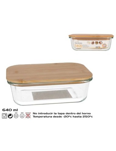 FIAMBRERA 640ML BOROSIL/BAMBU LACIO RECT
