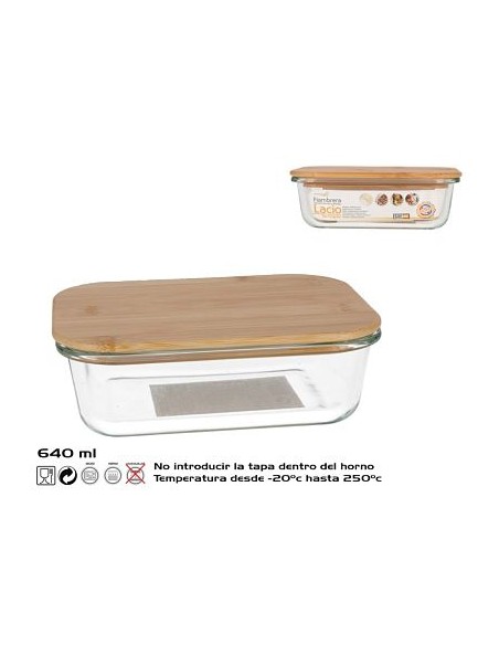 FIAMBRERA 640ML BOROSIL/BAMBU LACIO RECT
