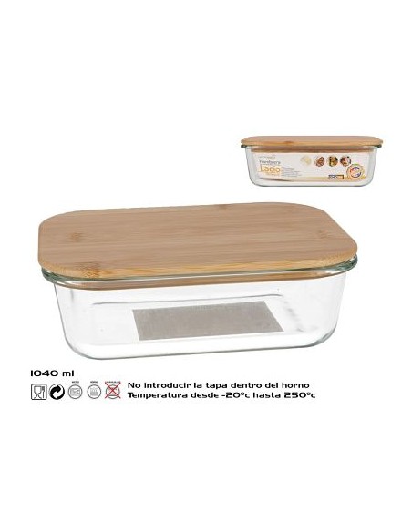 FIAMBRERA 1.04L BOROSIL/BAMBU LACIO RECT