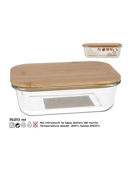 FIAMBRERA 1.5L BOROSIL/BAMBU LACIO RECT