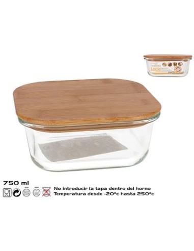 FIAMBRERA 750ML BOROSIL/BAMBU LACIO RECT