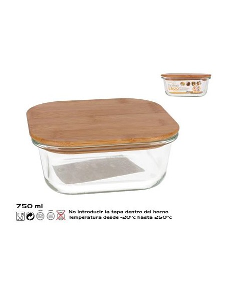 FIAMBRERA 750ML BOROSIL/BAMBU LACIO RECT