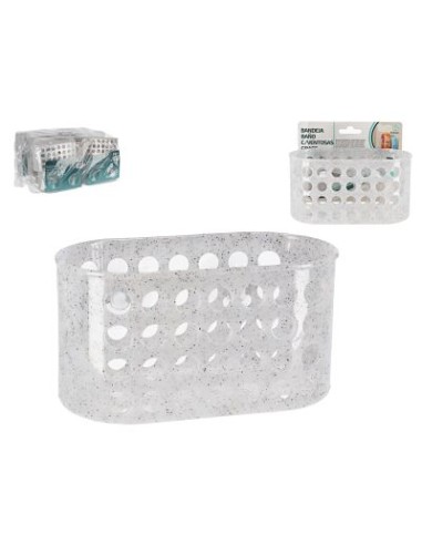 BANDEJA BAÑO C/VENTOSAS GRACE 16X8X8CM