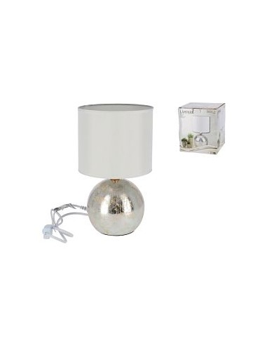 LAMPARA 28CM MESA BOLA PLATA