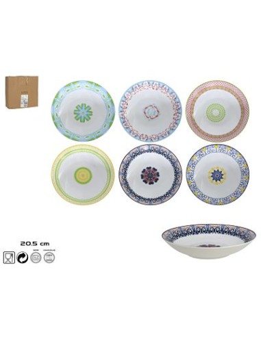 PLATO 21CM HONDO MILÁN 6 SURTIDOS