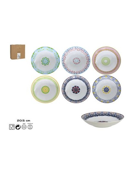 PLATO 21CM HONDO MILÁN 6 SURTIDOS