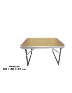 MESA CAMPING HIERRO 60X40X40CM MARRÓN