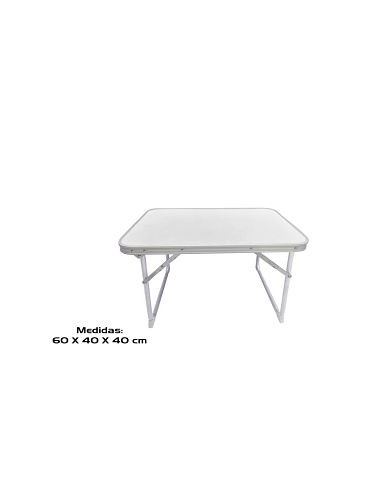 MESA CAMPING HIERRO 60X40X40CM BLANCO