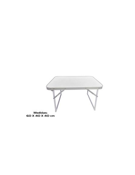 MESA CAMPING HIERRO 60X40X40CM BLANCO
