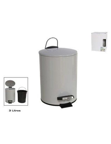 PAPELERA BAÑO 3L METAL C/ PEDAL -GRIS