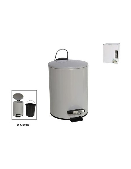 PAPELERA BAÑO 3L METAL C/ PEDAL -GRIS