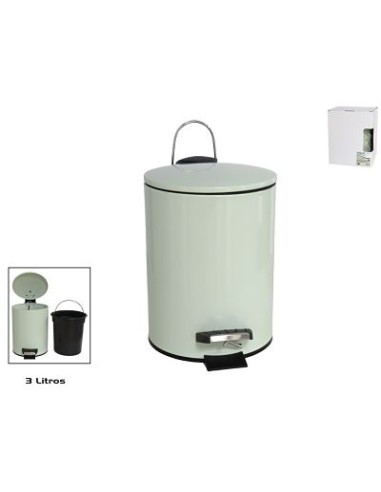 PAPELERA BAÑO 3L METAL C/ PEDAL -VERDE