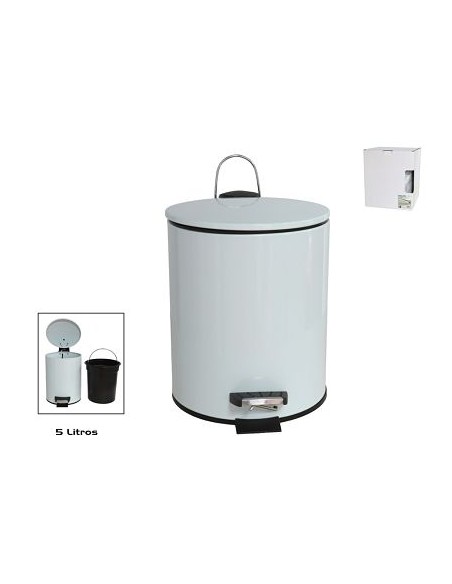 PAPELERA BAÑO 5L METAL C/ PEDAL -AZUL