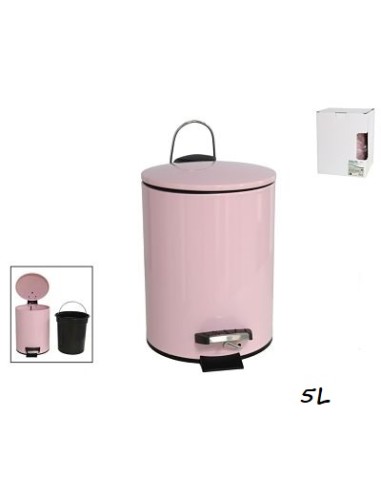 PAPELERA BAÑO 5L METAL C/ PEDAL -ROSA