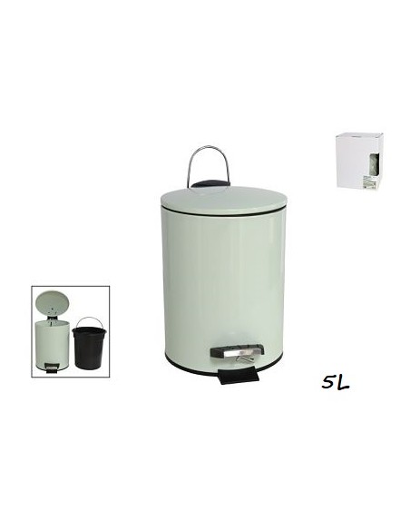 PAPELERA BAÑO 5L METAL C/ PEDAL -VERDE