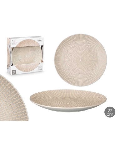 PLATO LLANO 27 CM GRABADO GRIS