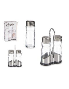 SALERO Y PIMENTERO CON SOPORTE ACERO INOX PEQ