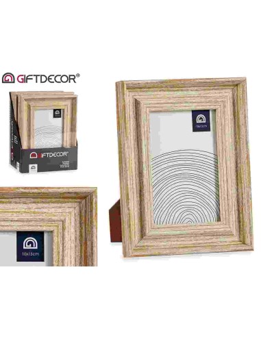 PORTAFOTOS EFECTO MADERA ORO 10X15CM