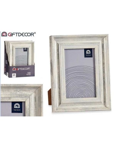 PORTAFOTOS EFECTO MADERA PLATA 20X25CM
