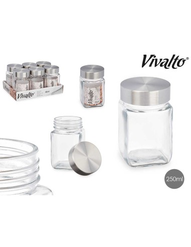 TARRO 250ML CUADRADO CRISTAL TRANSPARENTE