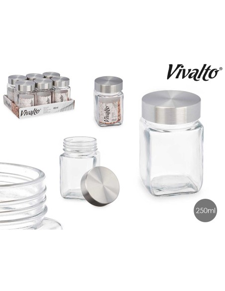 TARRO 250ML CUADRADO CRISTAL TRANSPARENTE