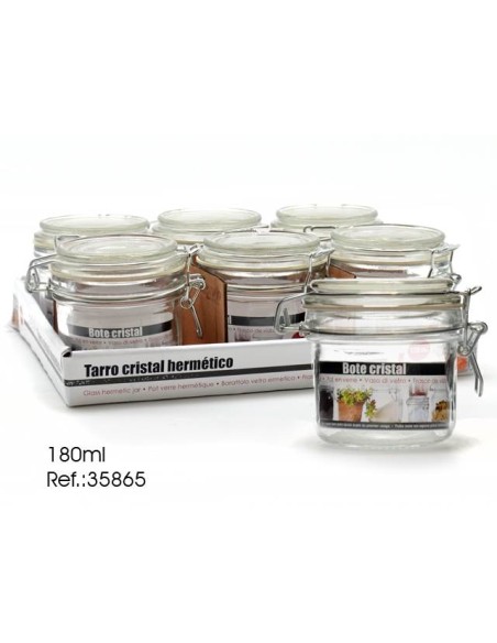 BOTE 180ML CRISTAL HERMETICO MED TRANSP