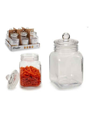 BOTE 1.2L CRISTAL CUADRADO CIERRE HERMETICO