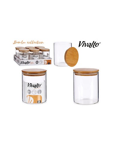 BOTE 870ML BOROSILICATO HERMETICO C TAPA BAMBU