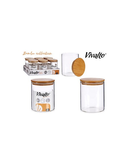 BOTE 870ML BOROSILICATO HERMETICO C TAPA BAMBU