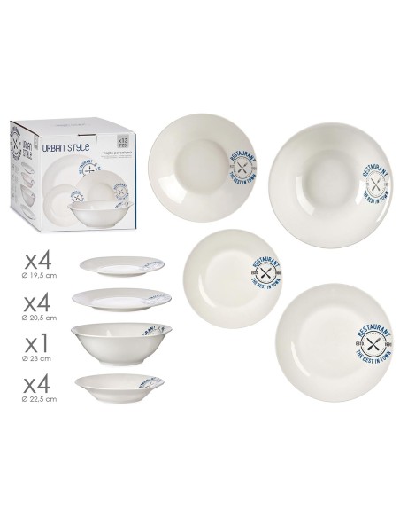 VAJILLA PORCELANA 13 PZS RESTAURANT