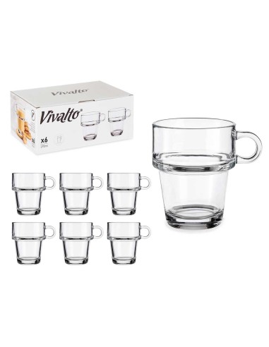 TAZA VIDRIO APILABLE 270 ML CON ASA