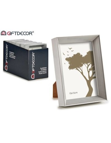 PORTAFOTO PLASTICO MOLDURA PLATA 10X15CM